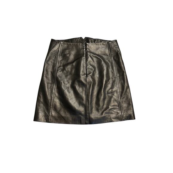 HELMUT LANG Black Leather Mini Skirt Button Front in Size 4 - Picture 4 of 9
